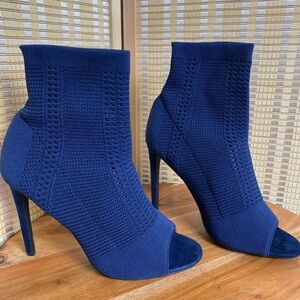 Cape Robbin Woman’s 10Blue Knitted Peep Toe Stiletto Sock Bootie Shabby Chic